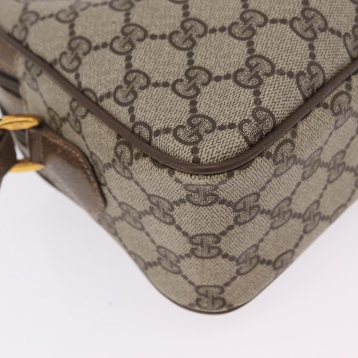 GUCCI GG Supreme Web Sherry Line Bag PVC Beige Gold 66 02 049 Auth ka6812