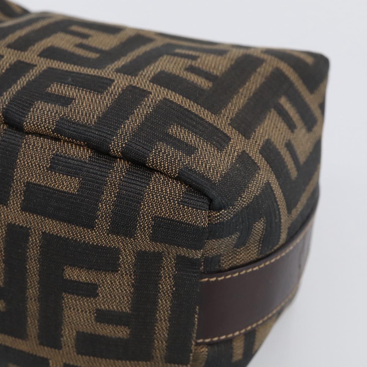 FENDI Zucca Canvas Vanity Hand Bag Black Brown Auth ka6813
