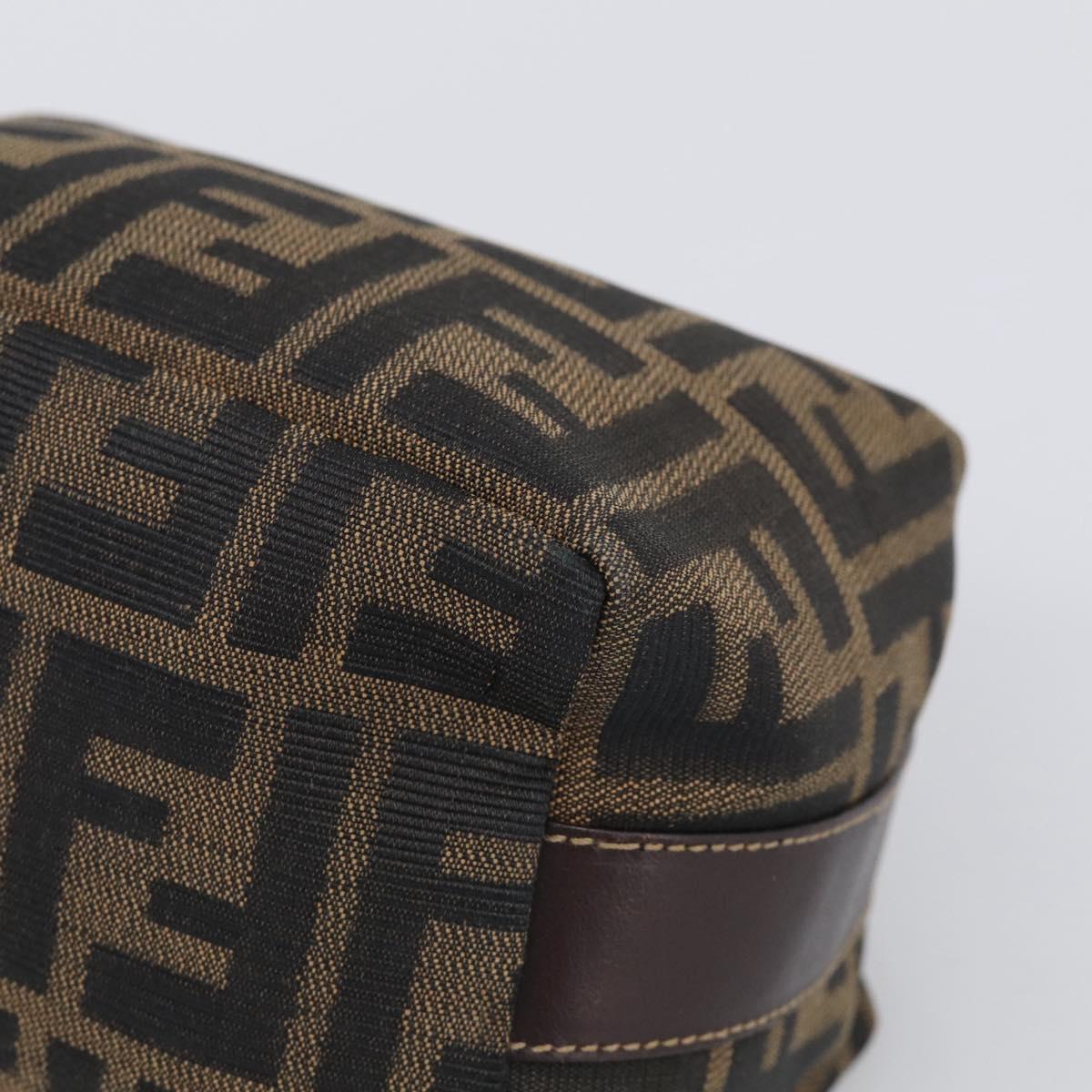 FENDI Zucca Canvas Vanity Hand Bag Black Brown Auth ka6813