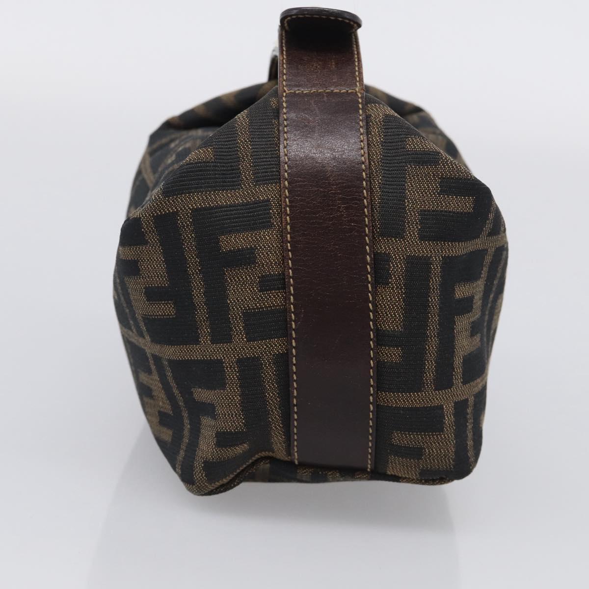 FENDI Zucca Canvas Vanity Hand Bag Black Brown Auth ka6813