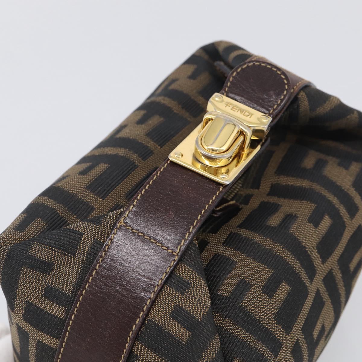 FENDI Zucca Canvas Vanity Hand Bag Black Brown Auth ka6813