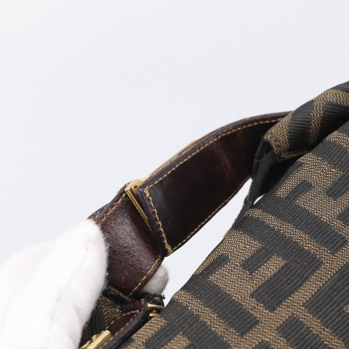 FENDI Zucca Canvas Vanity Hand Bag Black Brown Auth ka6813