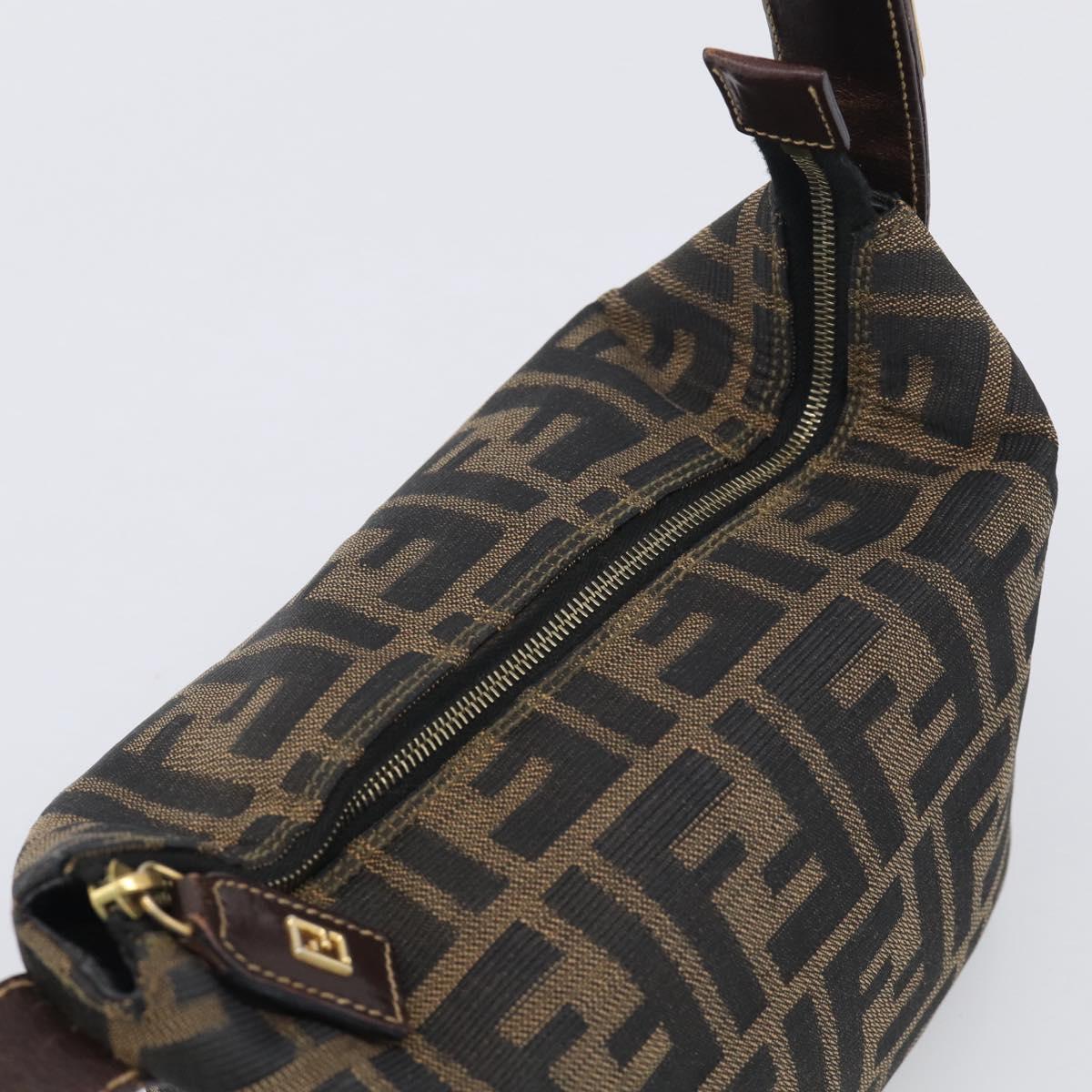 FENDI Zucca Canvas Vanity Hand Bag Black Brown Auth ka6813