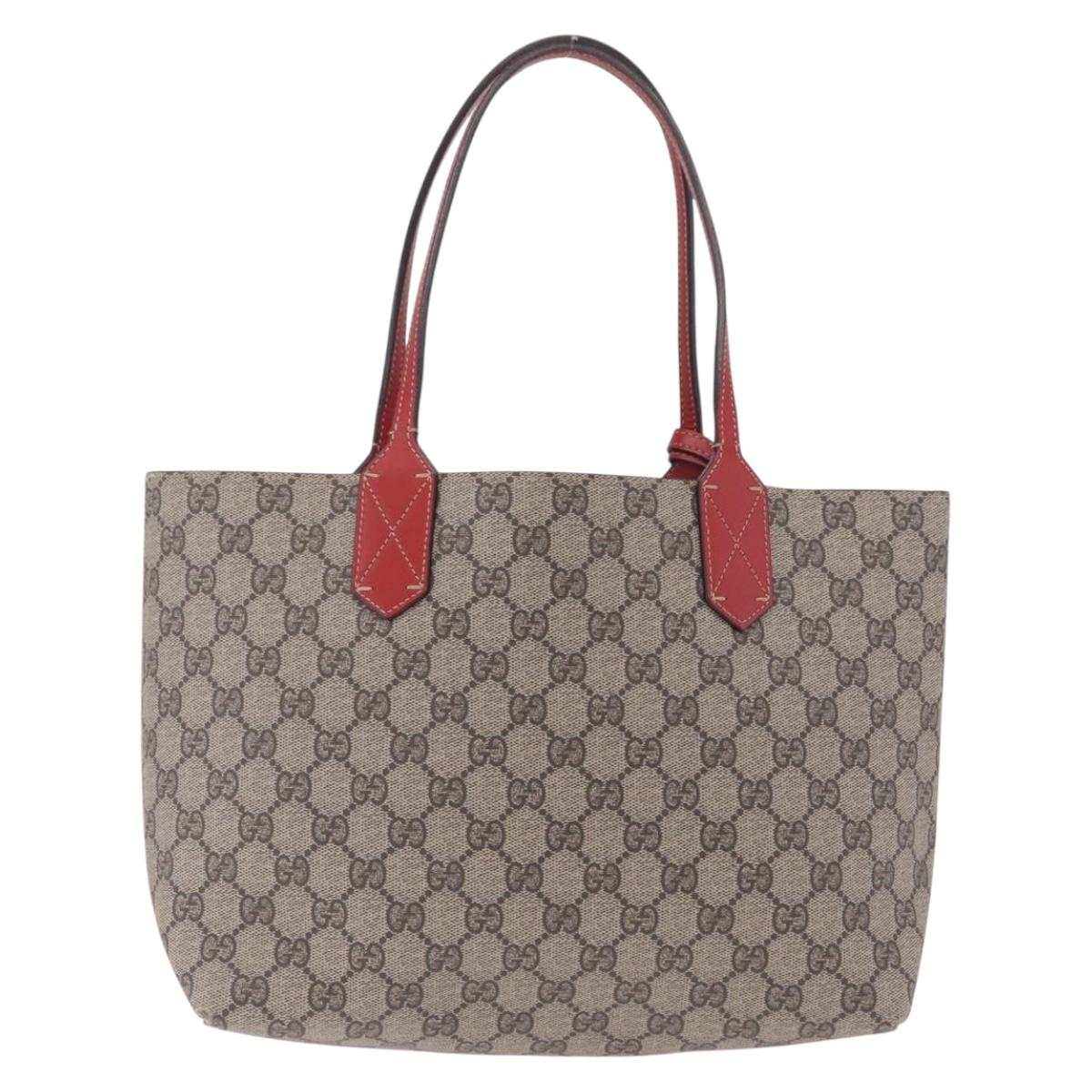 GUCCI GG Supreme Tote Bag PVC Beige 372618 Auth ka6814