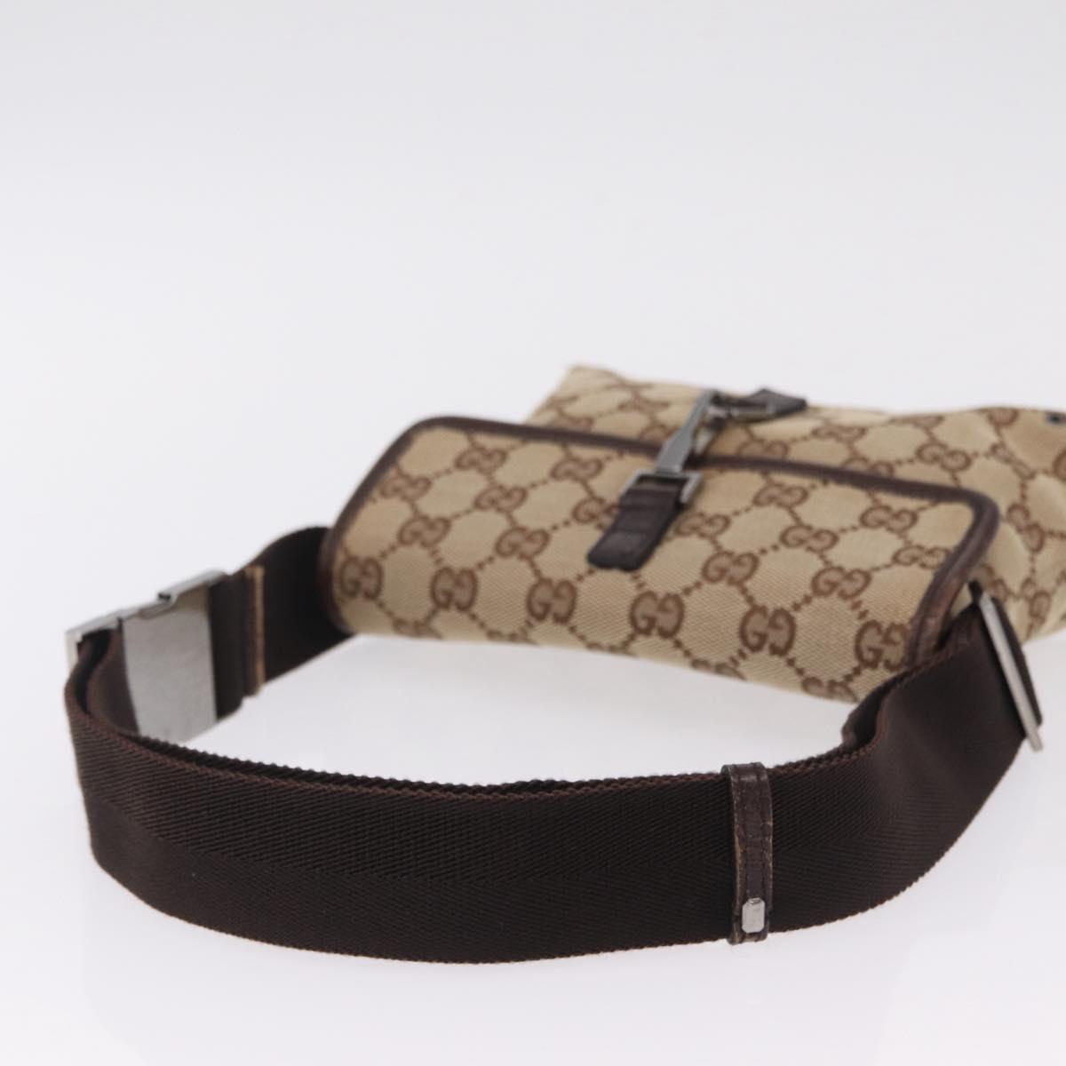 GUCCI GG Canvas Waist bag Beige Silver 92543 Auth ka6823