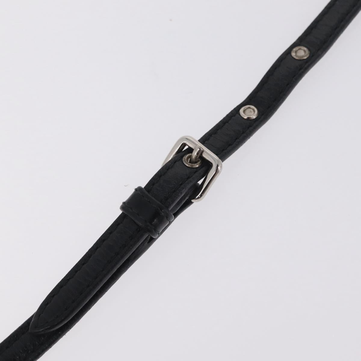 Miu Miu Matelasse Shoulder Bag Leather Black Silver Auth ka6824V