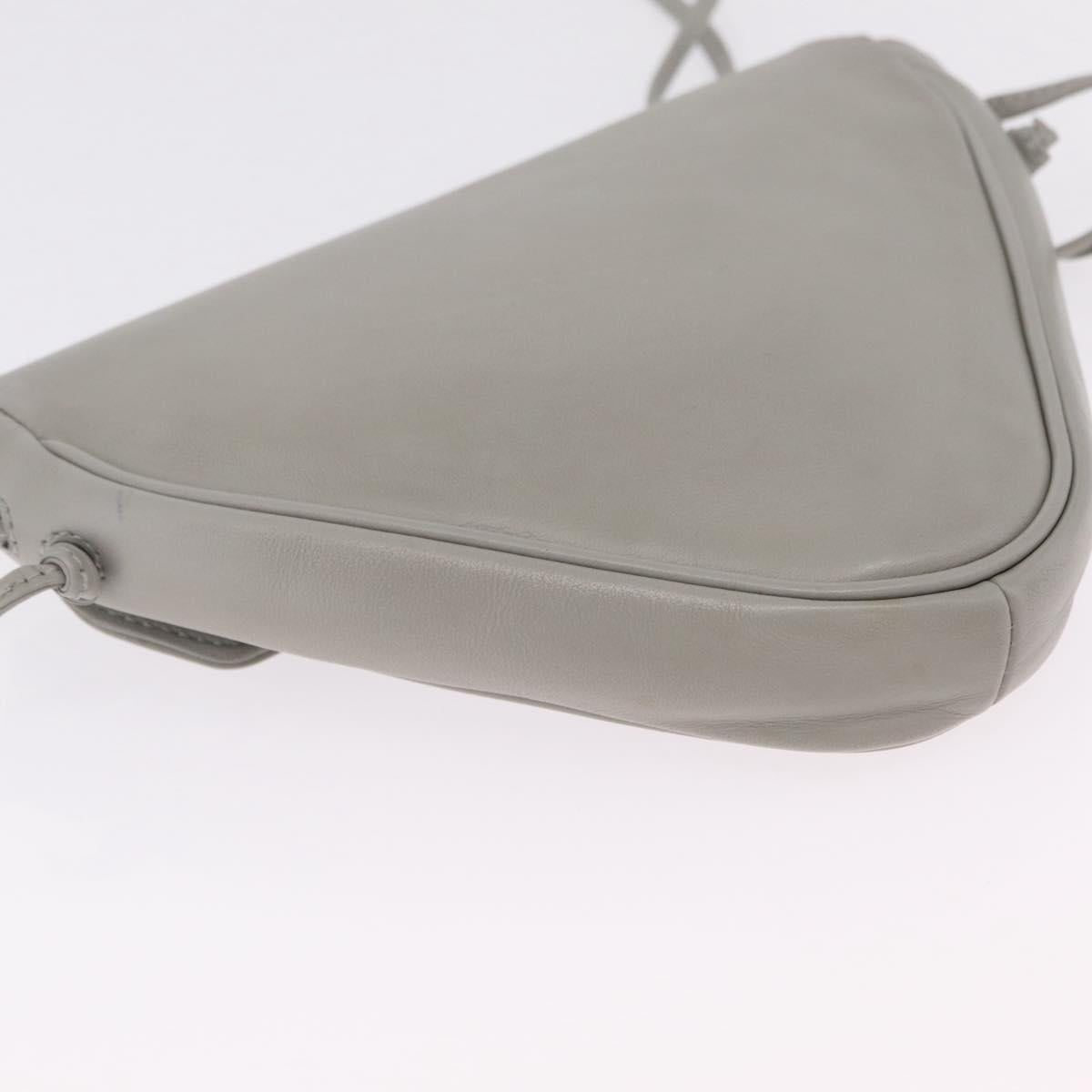CELINE Triangle Bag Leather Gray Auth ka6826A