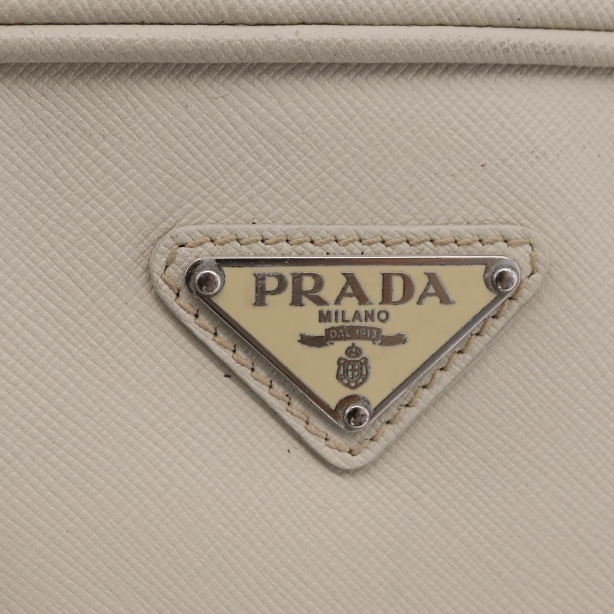 PRADA Business Bag Saffiano leather White Silver Auth ka6834