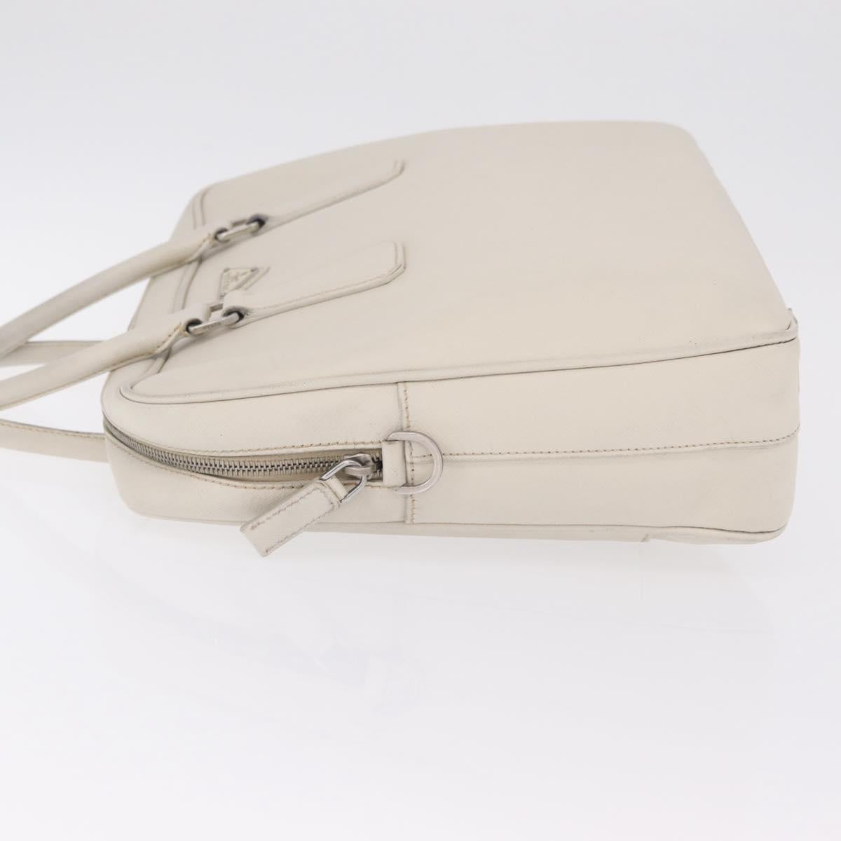 PRADA Business Bag Saffiano leather White Silver Auth ka6834