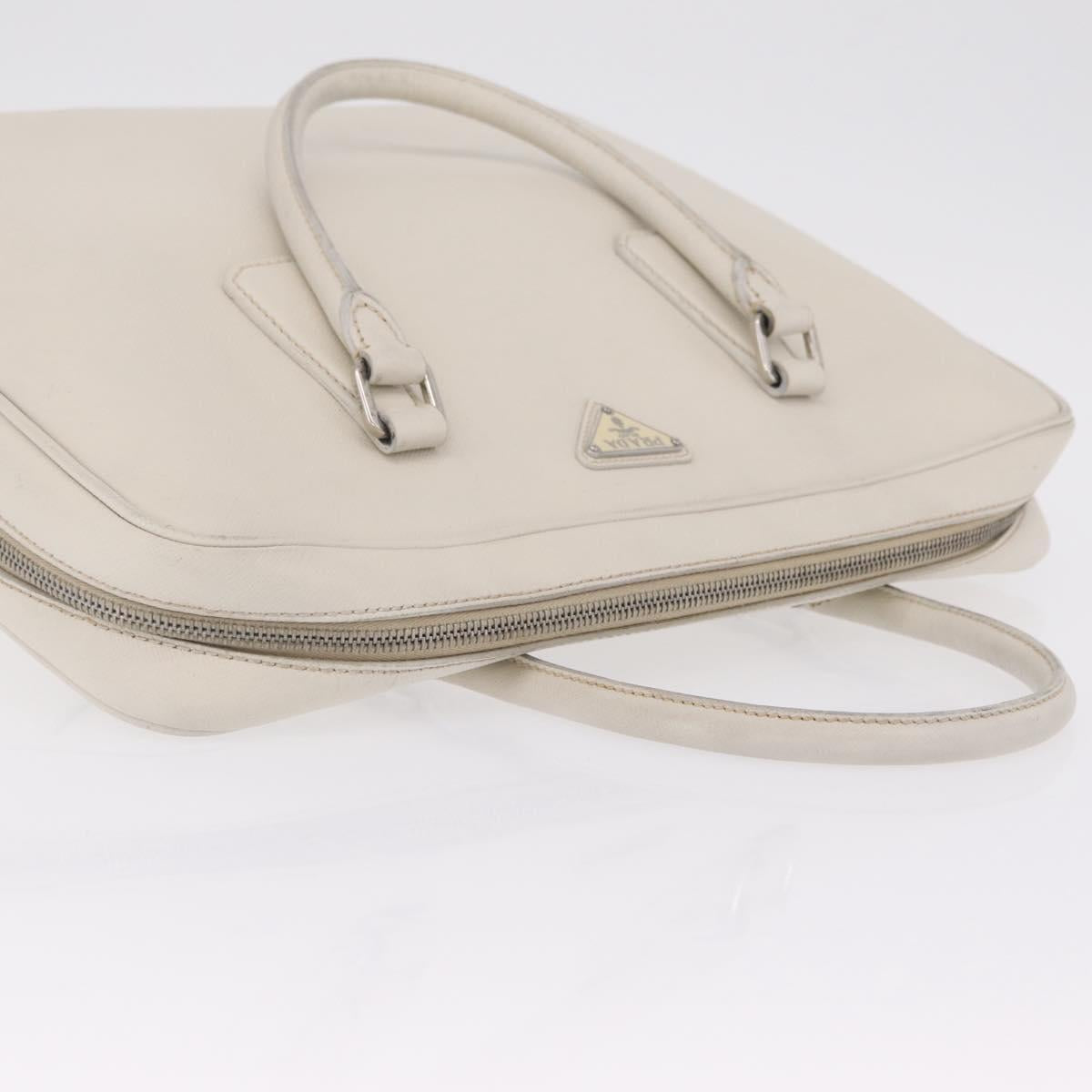 PRADA Business Bag Saffiano leather White Silver Auth ka6834