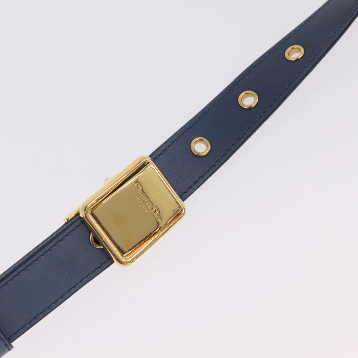 Christian Dior 30 Montaigne Shoulder Bag Leather Blue Gold Auth ka6841V