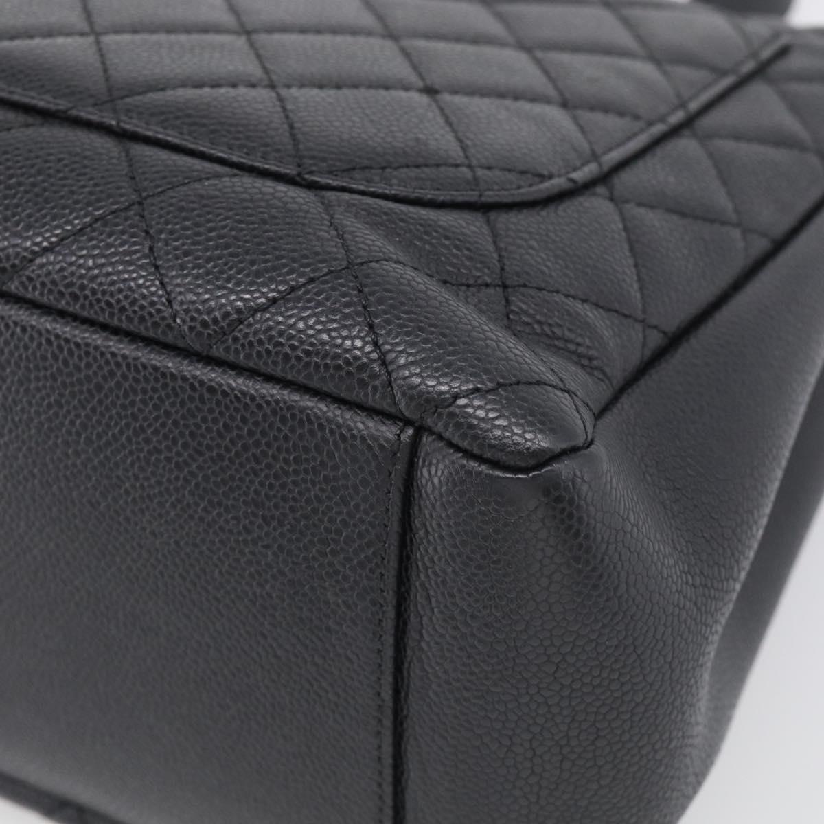 CHANEL GST Matelasse Chain Tote Bag Caviar Skin Black Gold CC Auth ka6843SAM