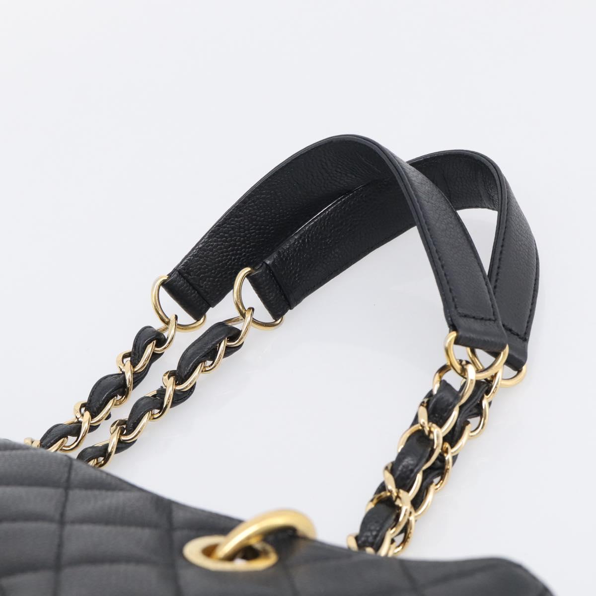 CHANEL GST Matelasse Chain Tote Bag Caviar Skin Black Gold CC Auth ka6843SAM