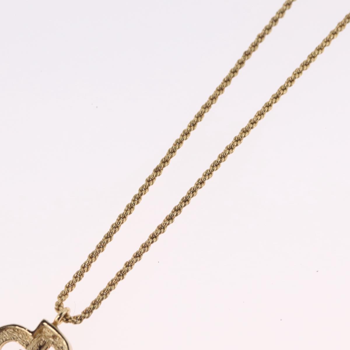 Christian Dior Rhinestone Necklace metal Gold Tone Auth ka6848