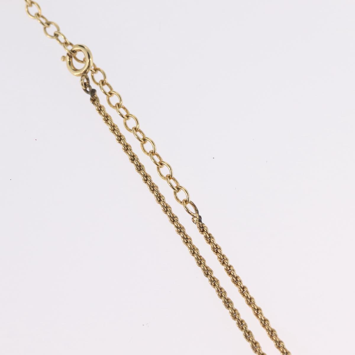 Christian Dior Rhinestone Necklace metal Gold Tone Auth ka6848