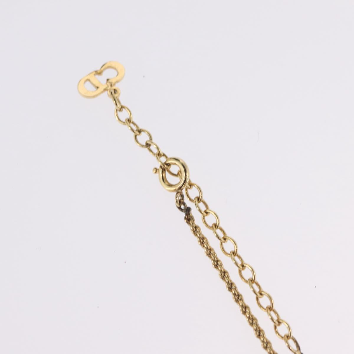 Christian Dior Rhinestone Necklace metal Gold Tone Auth ka6848