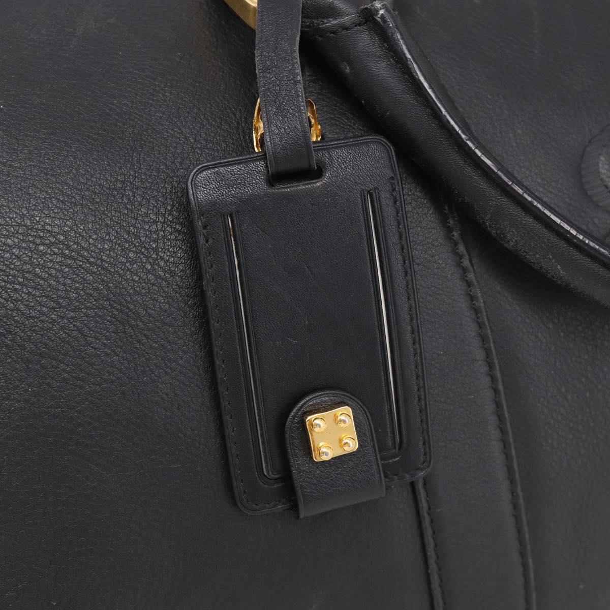 LOEWE Boston Bag Leather Black Gold Auth ka6852