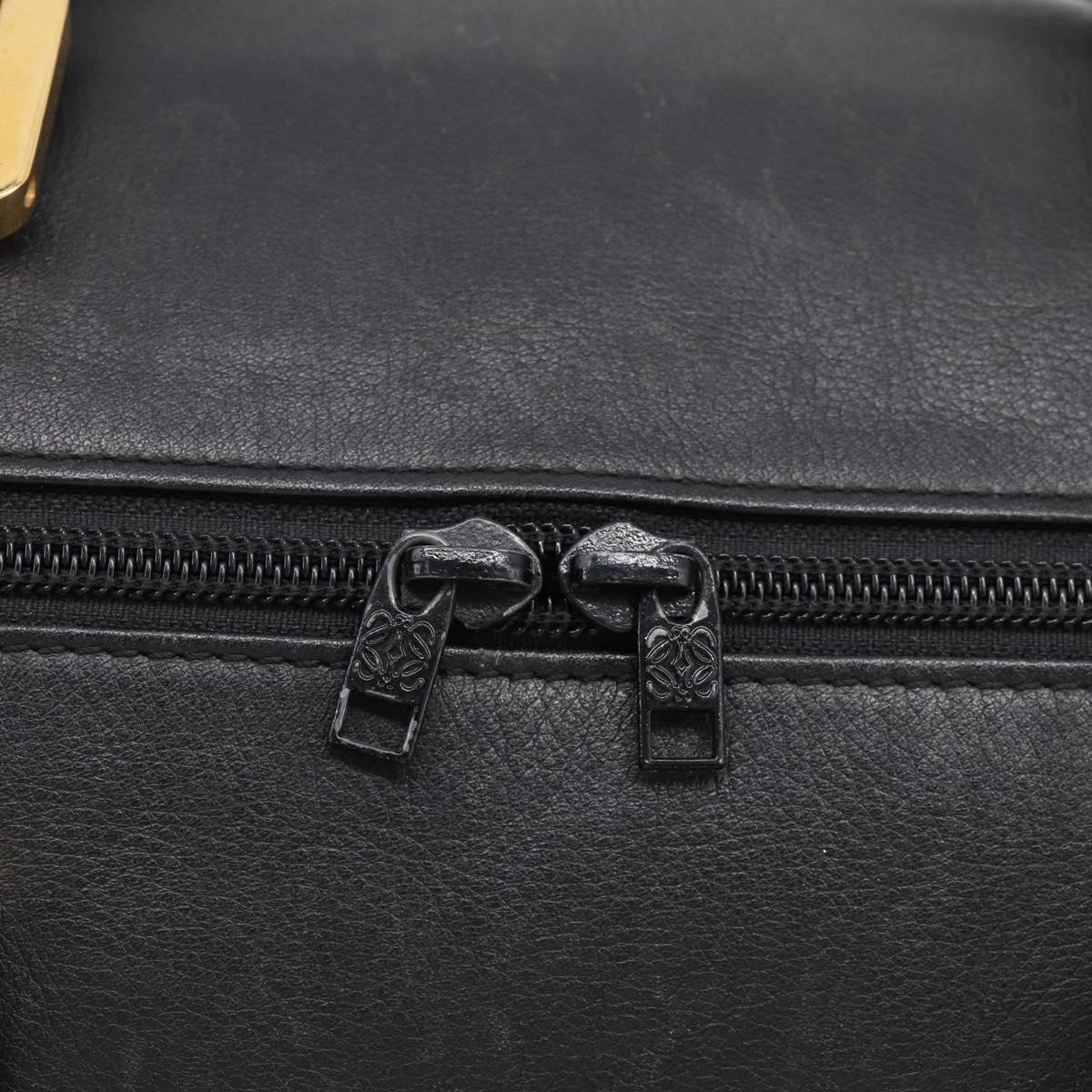 LOEWE Boston Bag Leather Black Gold Auth ka6852