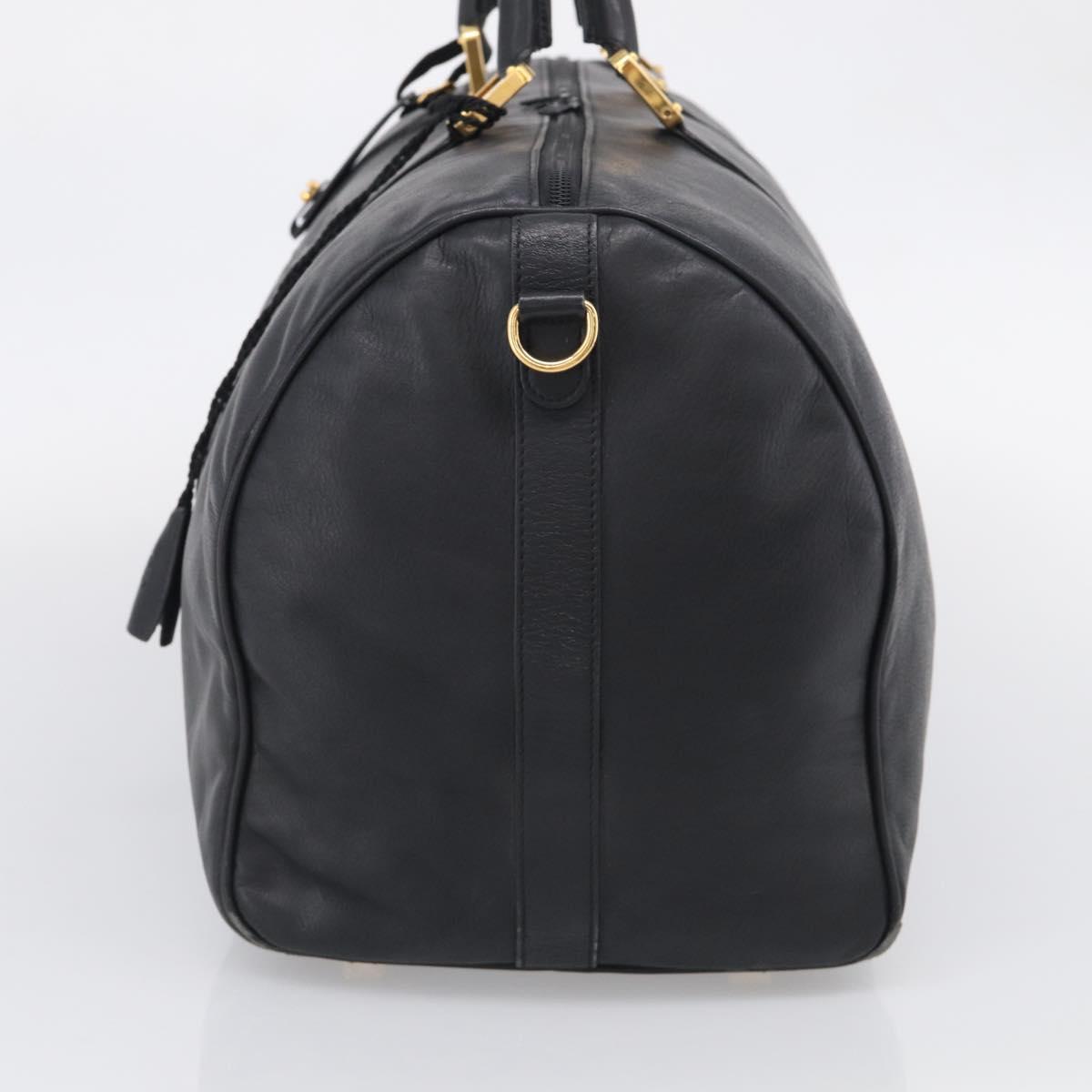 LOEWE Boston Bag Leather Black Gold Auth ka6852