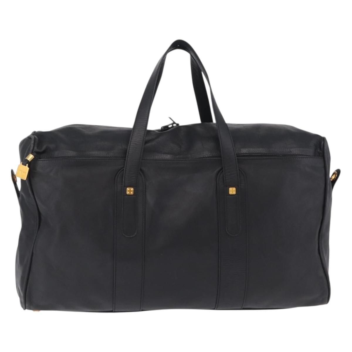 LOEWE Tote Bag Leather Black Gold Auth ka6853