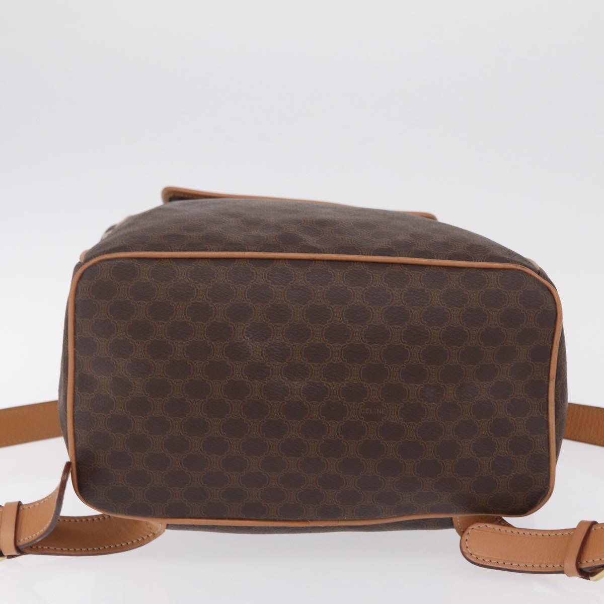 CELINE Macadam Canvas Backpack PVC Leather Brown Gold Auth ka6855A