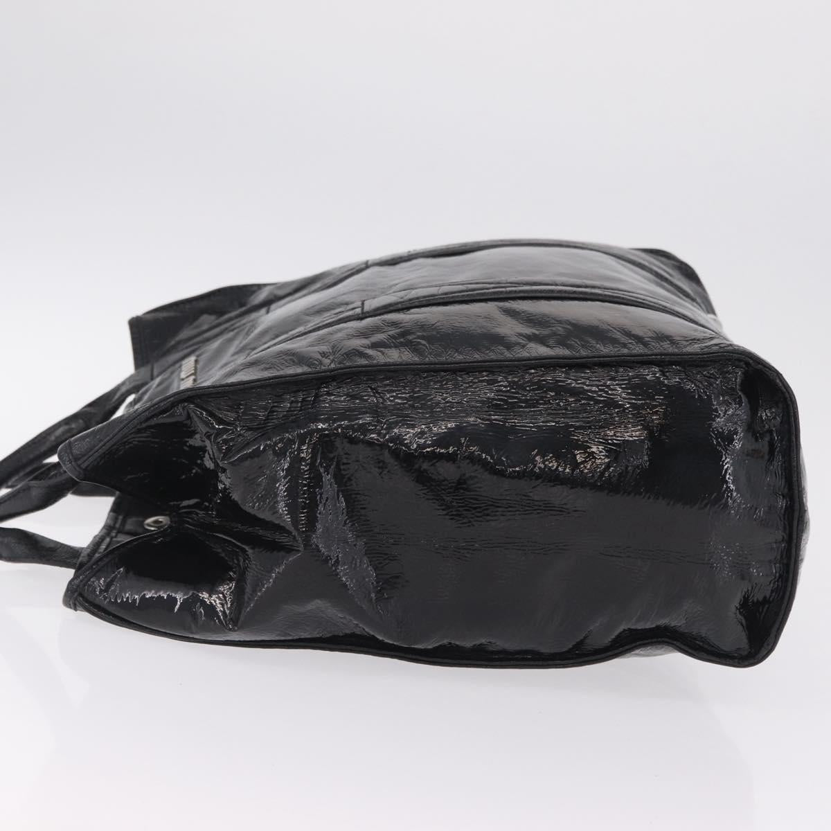 Miu Miu Hand Bag Patent leather Black Silver Auth ka6857A