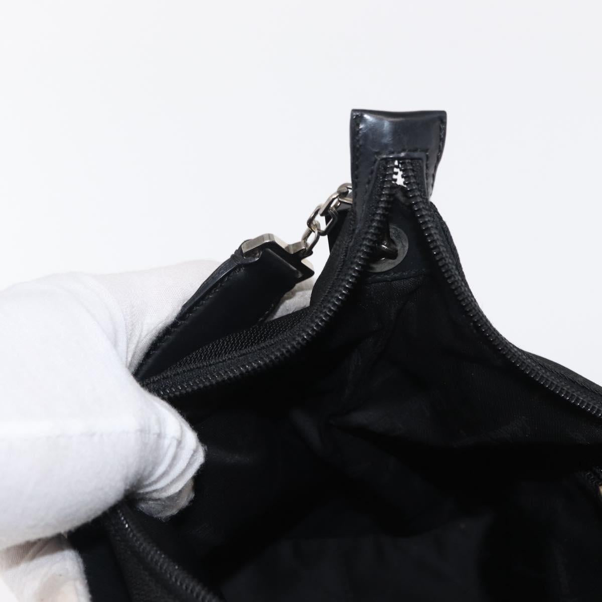 Salvatore Ferragamo Vala Shoulder Bag Nylon Black Silver Auth ka686