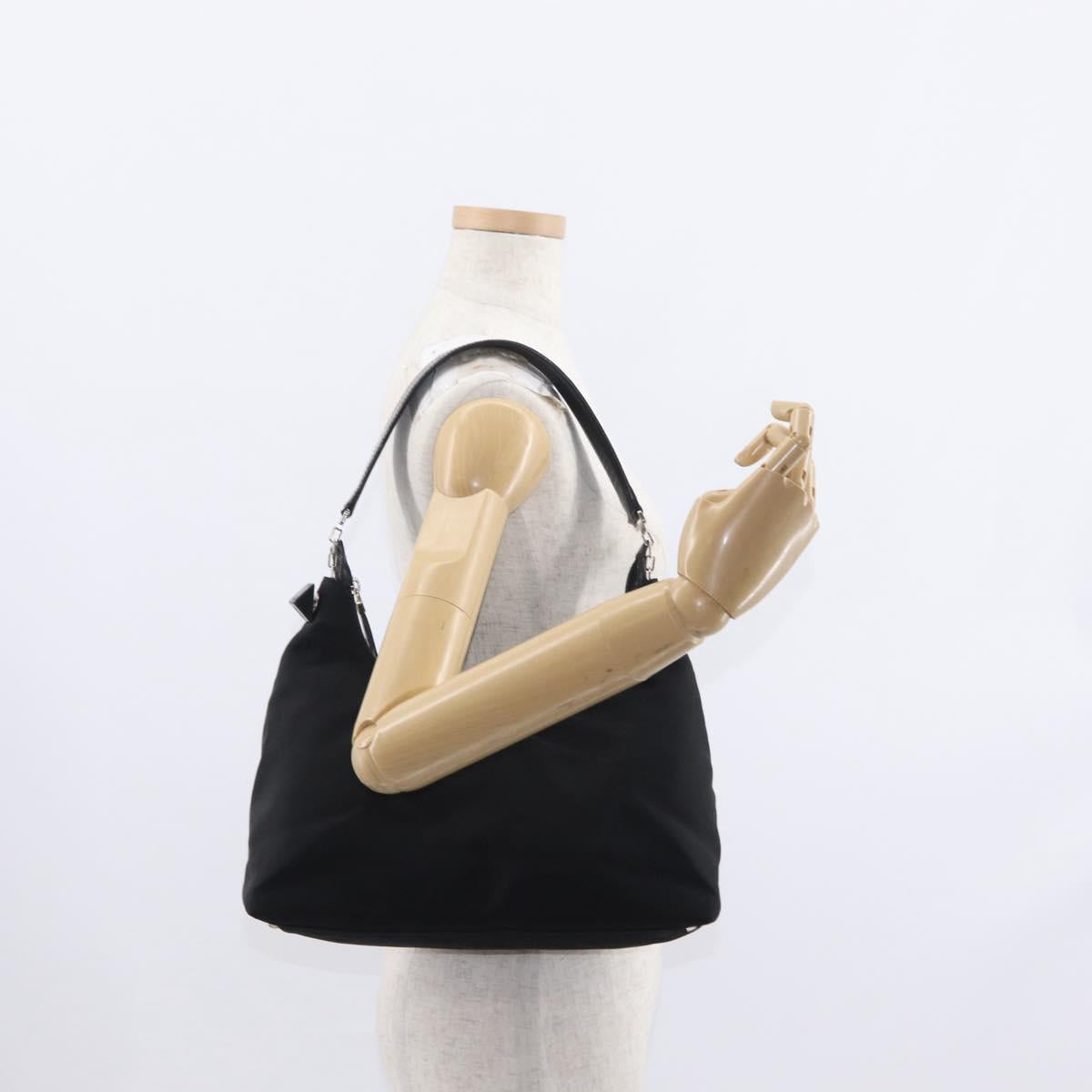 Salvatore Ferragamo Vala Shoulder Bag Nylon Black Silver Auth ka686