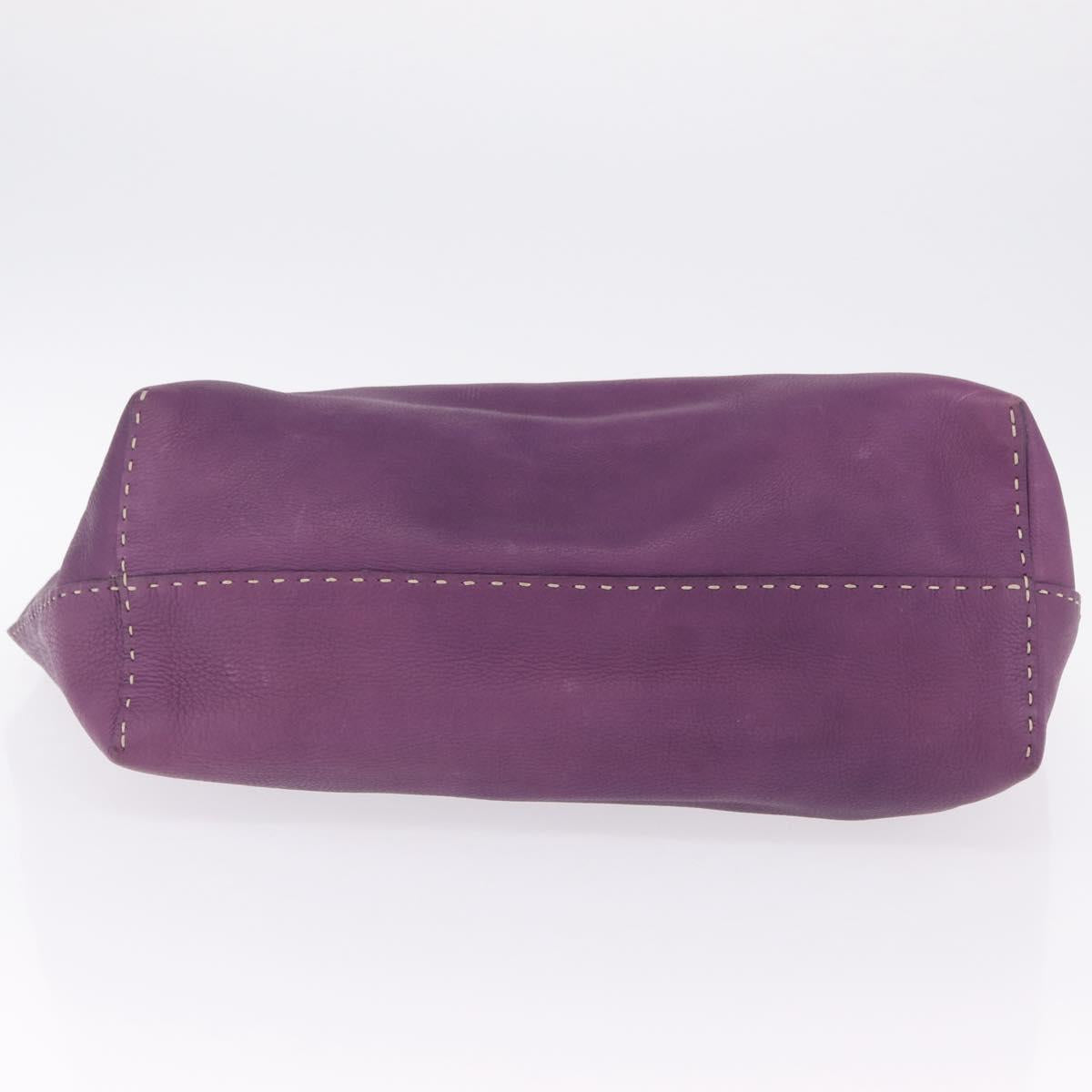 FENDI Celeria Tote Bag Leather Purple Silver Auth ka6860