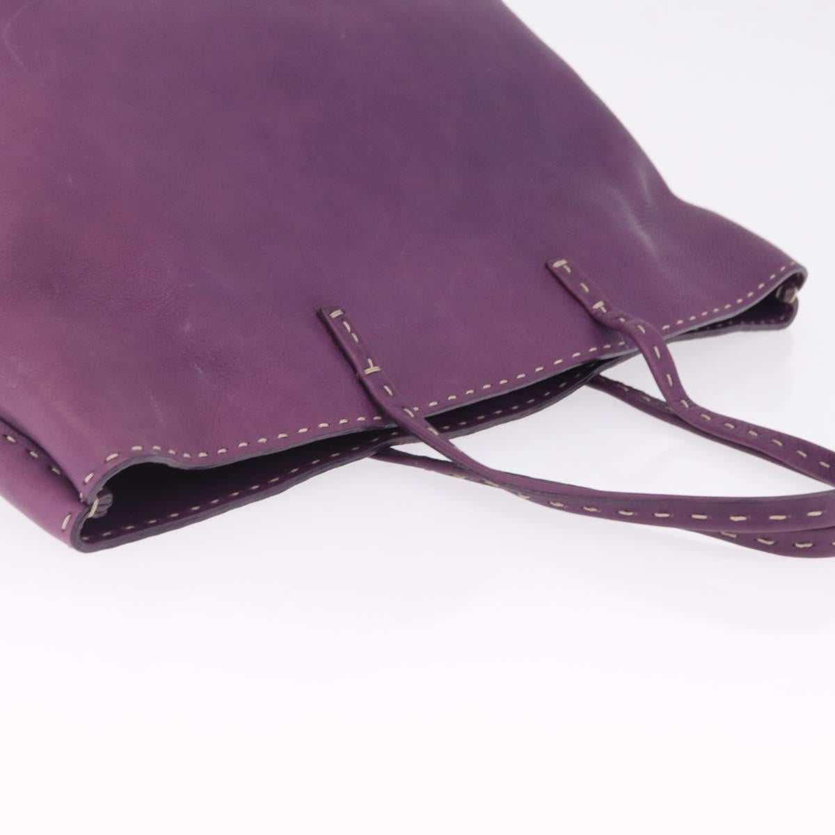 FENDI Celeria Tote Bag Leather Purple Silver Auth ka6860