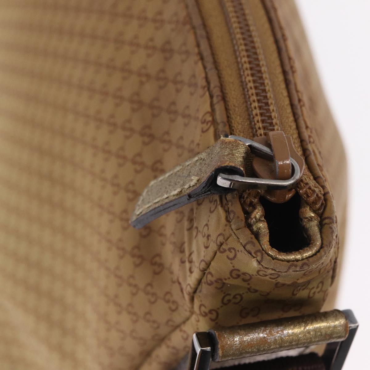 GUCCI Micro GG Canvas Shoulder Bag Nylon Outlet Brown Silver 257301 Auth ka6862