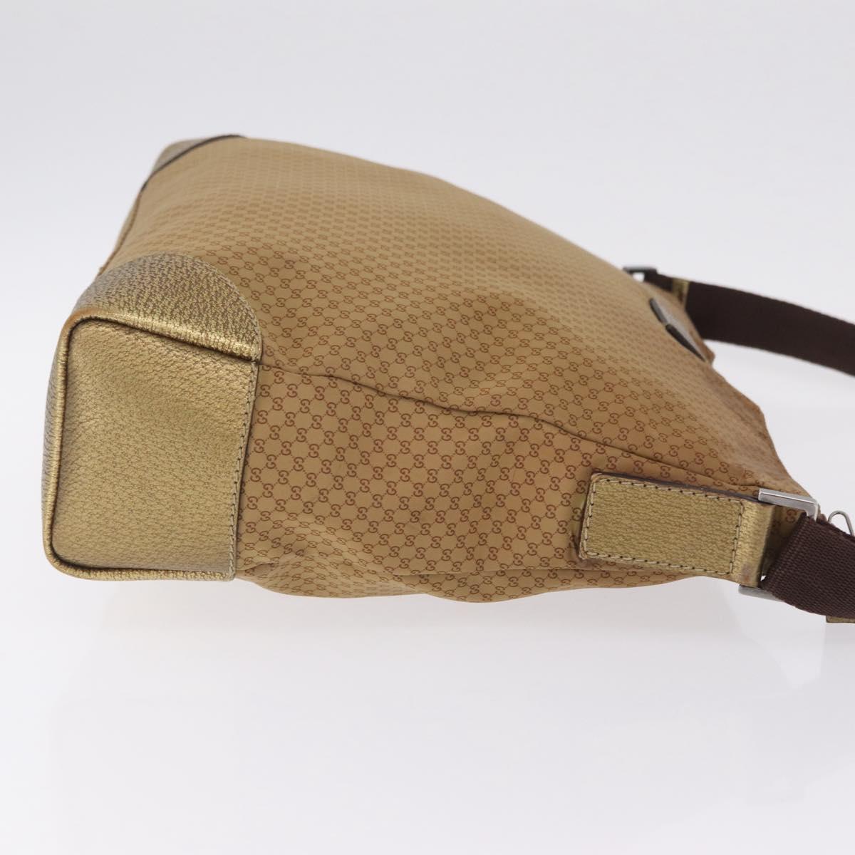 GUCCI Micro GG Canvas Shoulder Bag Nylon Outlet Brown Silver 257301 Auth ka6862
