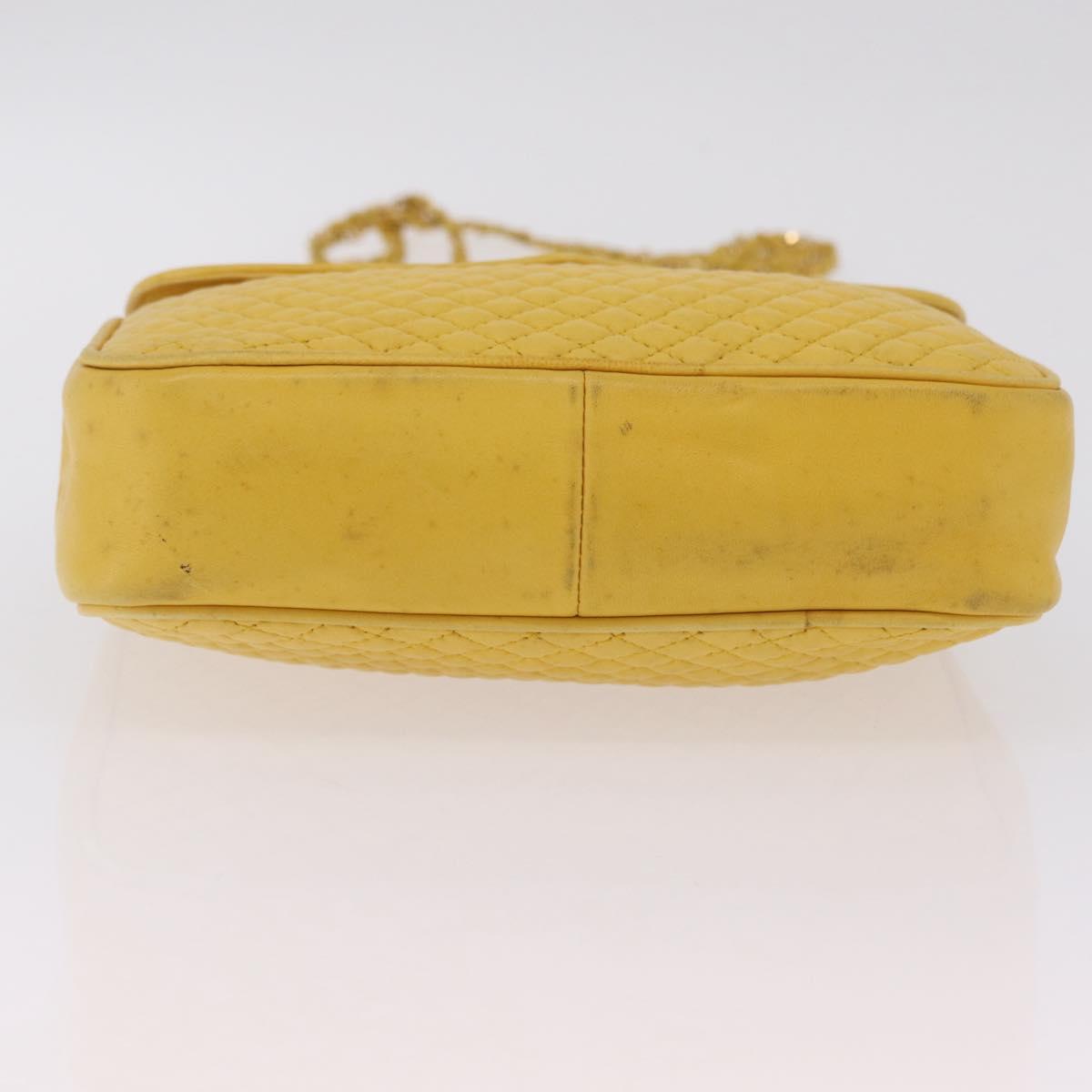 Bally Chain Shoulder Bag Leather Yellow Gold Auth ka6868