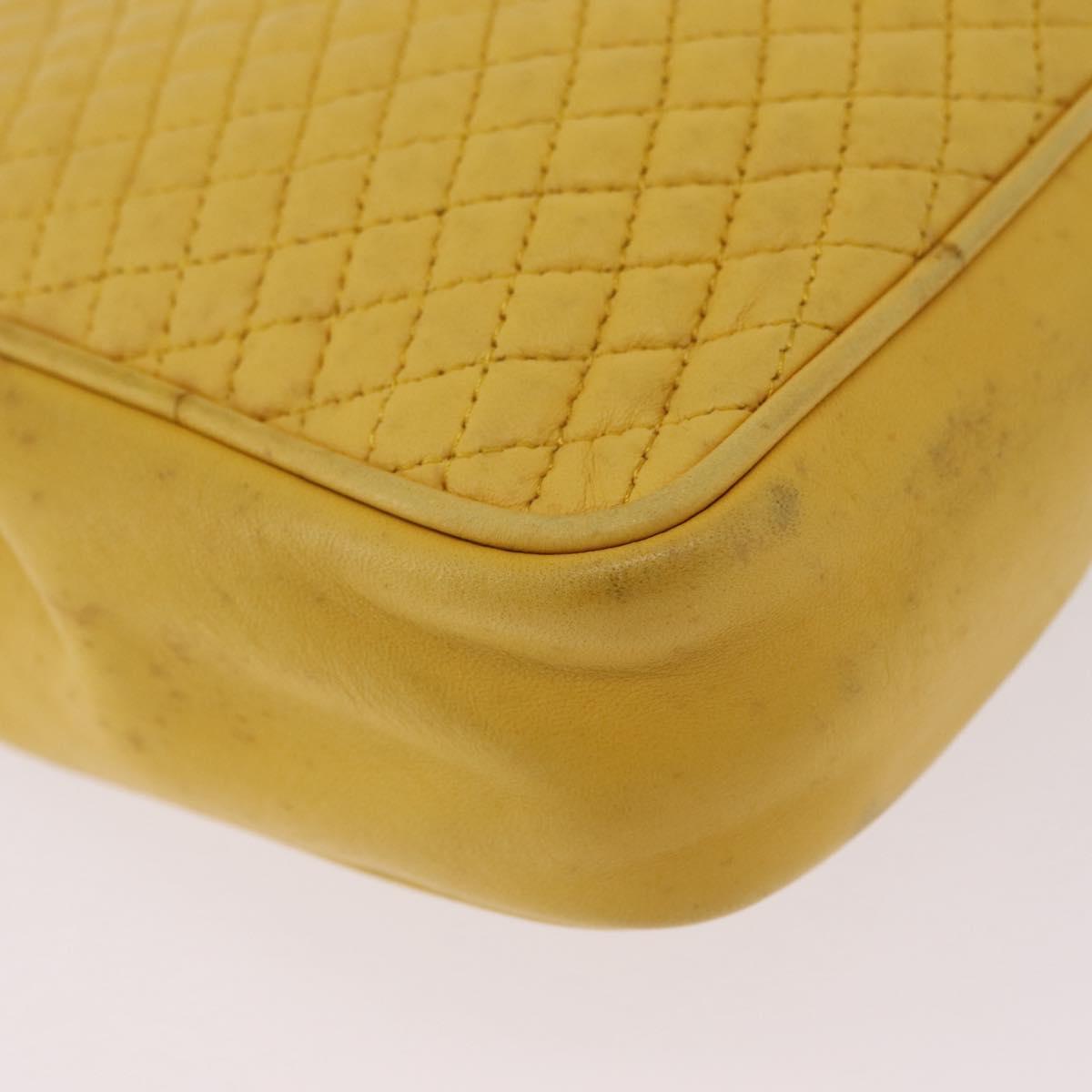 Bally Chain Shoulder Bag Leather Yellow Gold Auth ka6868