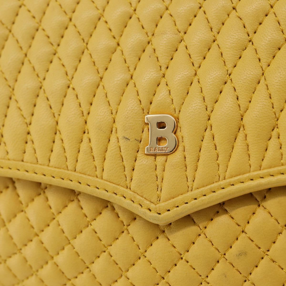 Bally Chain Shoulder Bag Leather Yellow Gold Auth ka6868