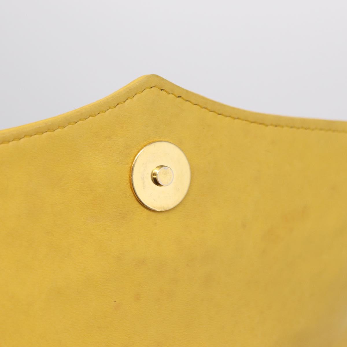 Bally Chain Shoulder Bag Leather Yellow Gold Auth ka6868