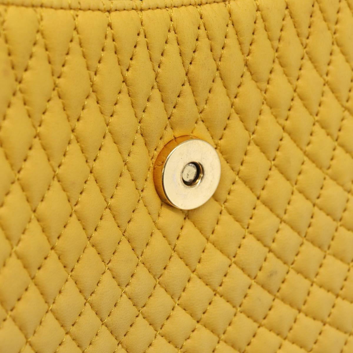 Bally Chain Shoulder Bag Leather Yellow Gold Auth ka6868
