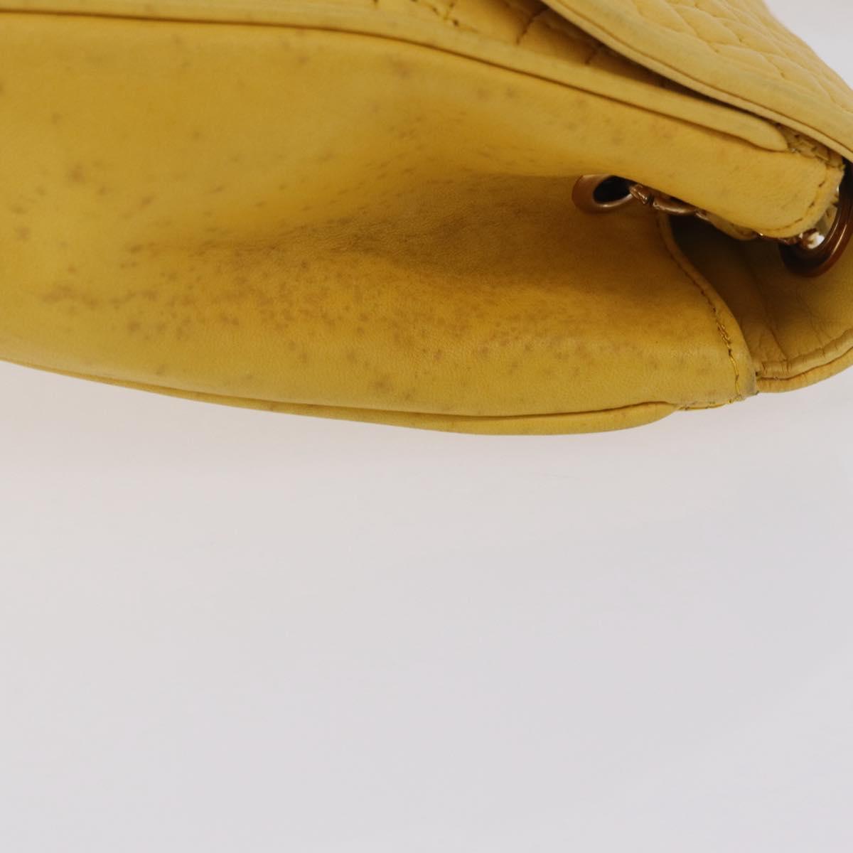 Bally Chain Shoulder Bag Leather Yellow Gold Auth ka6868