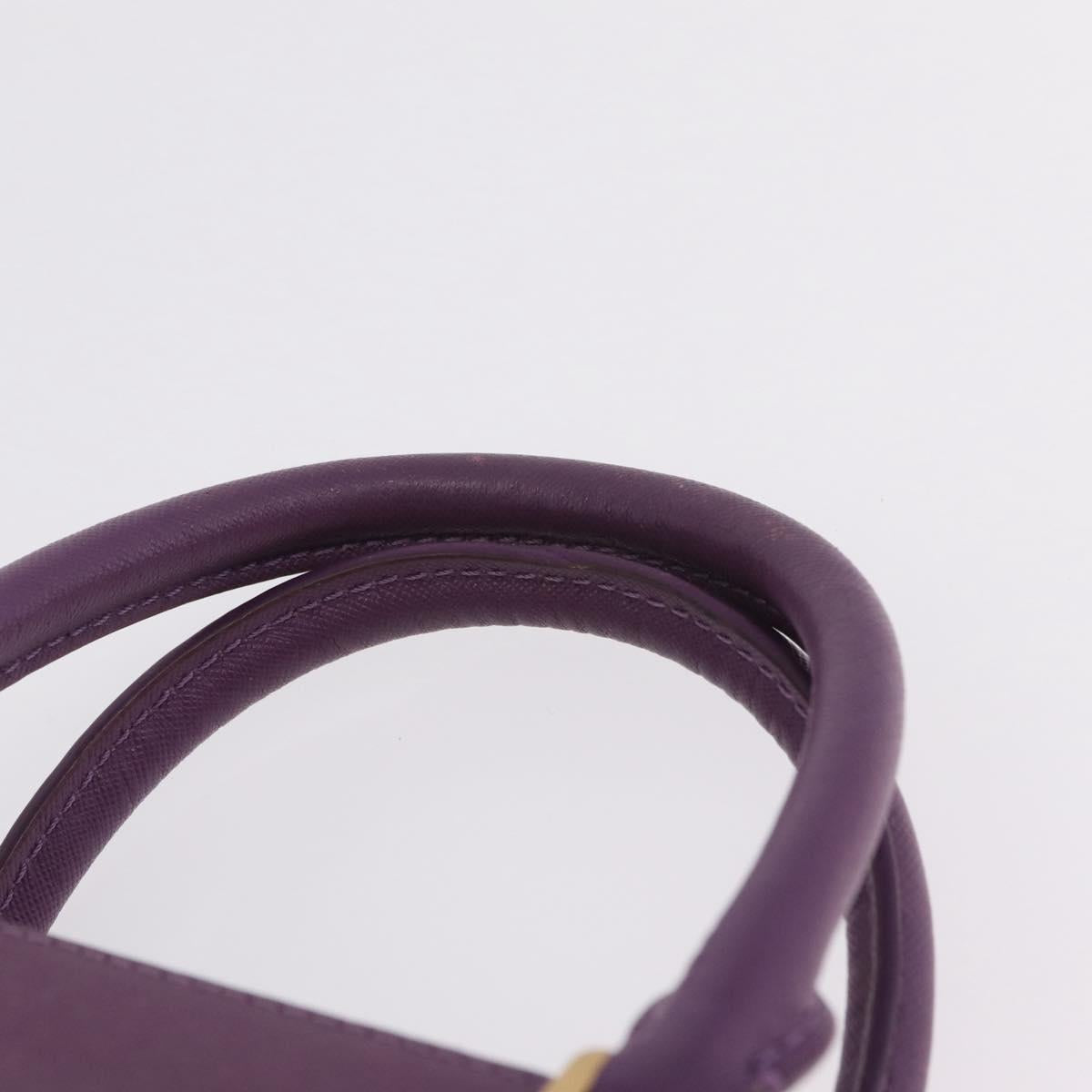 MCM Hand Bag Leather 2way Purple Gold Auth ka6869