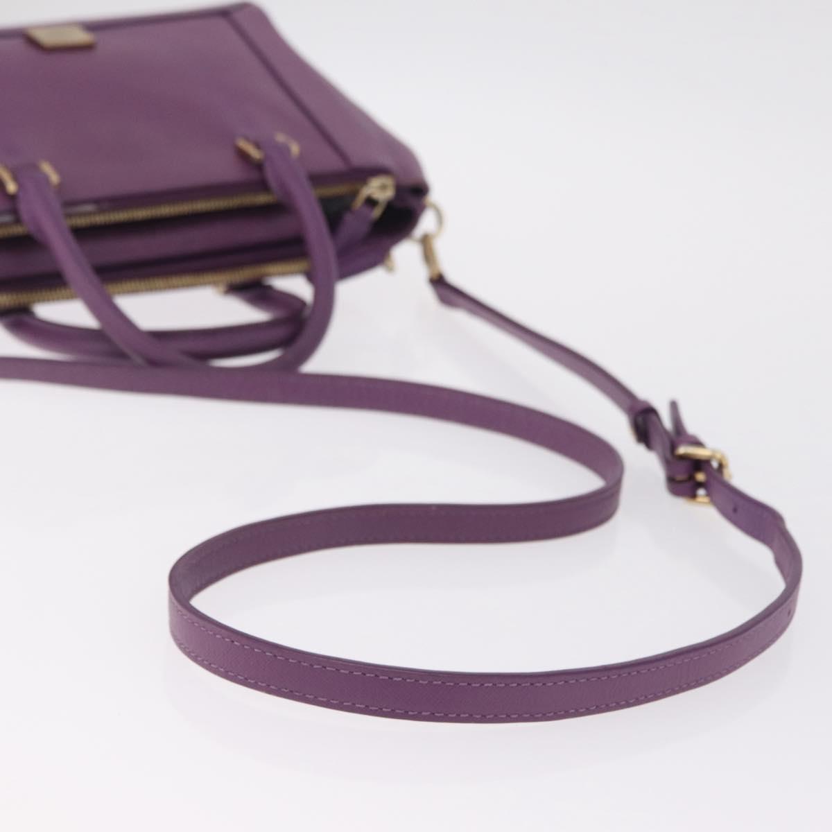 MCM Hand Bag Leather 2way Purple Gold Auth ka6869