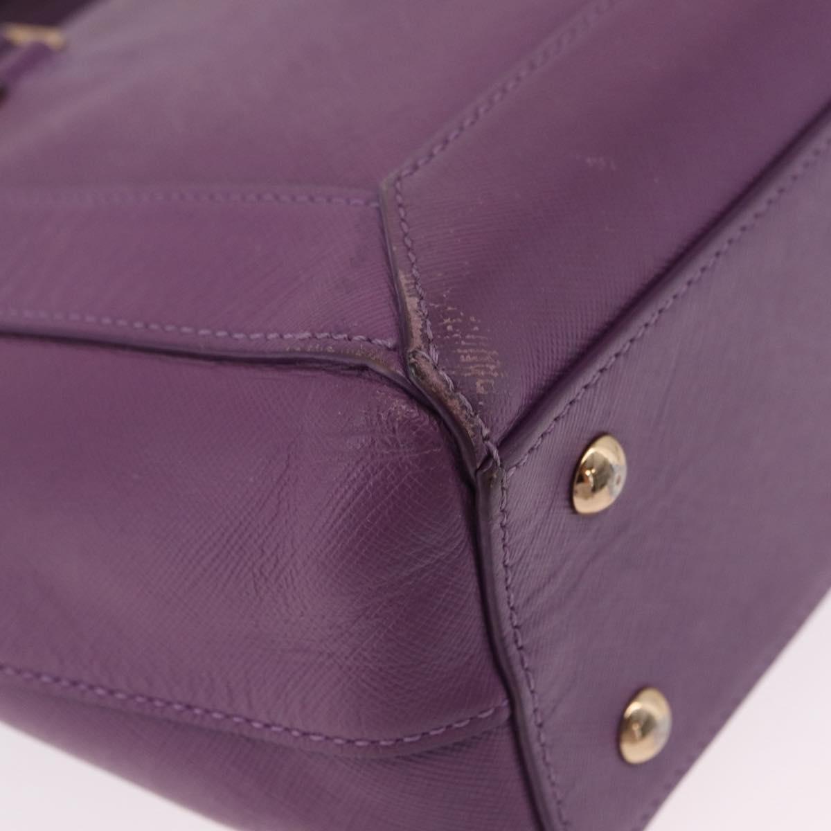 MCM Hand Bag Leather 2way Purple Gold Auth ka6869