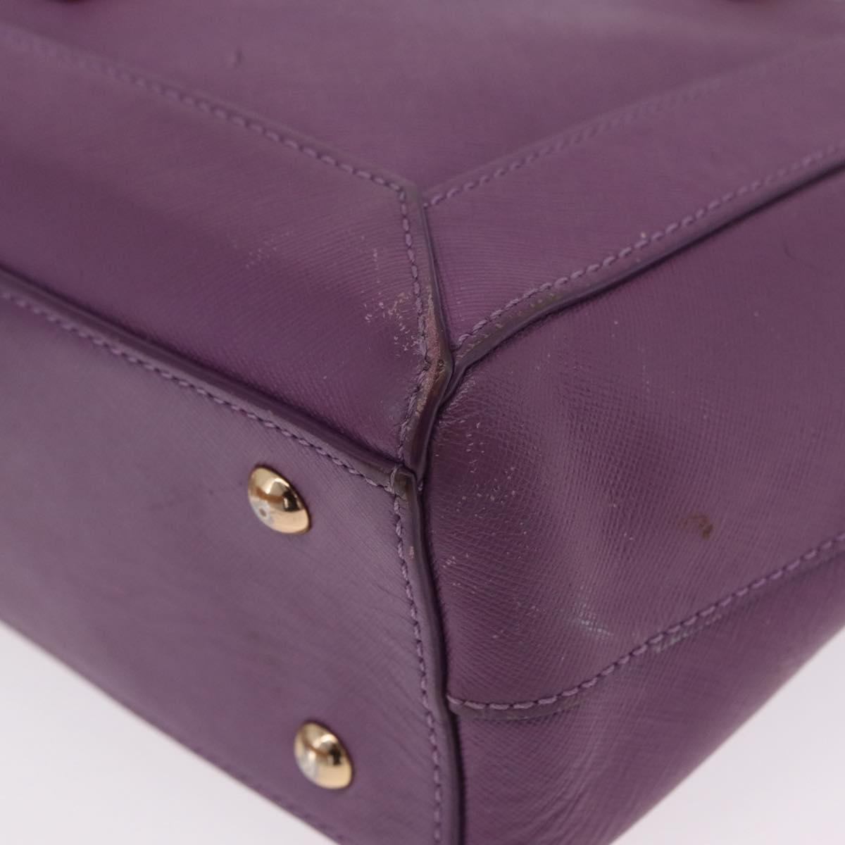 MCM Hand Bag Leather 2way Purple Gold Auth ka6869