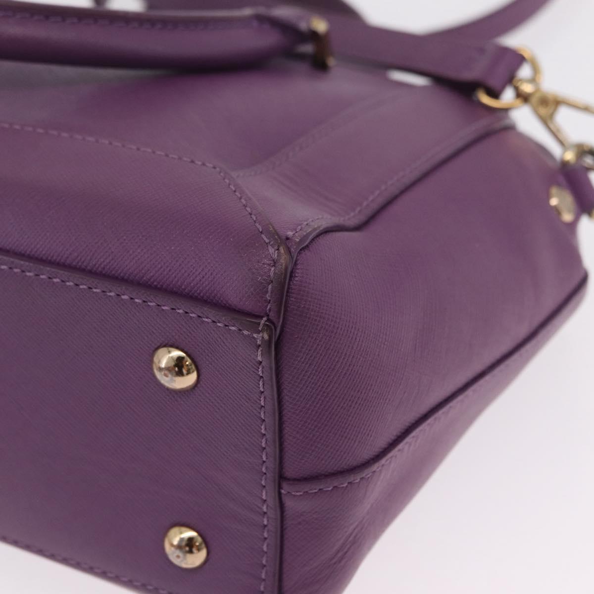MCM Hand Bag Leather 2way Purple Gold Auth ka6869