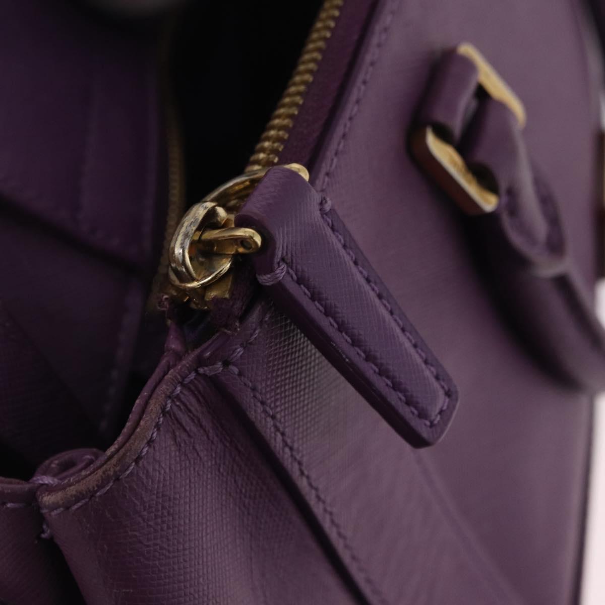 MCM Hand Bag Leather 2way Purple Gold Auth ka6869