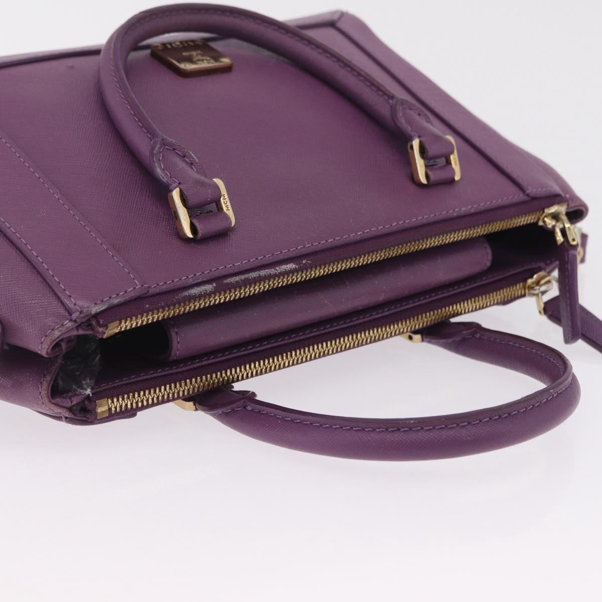 MCM Hand Bag Leather 2way Purple Gold Auth ka6869