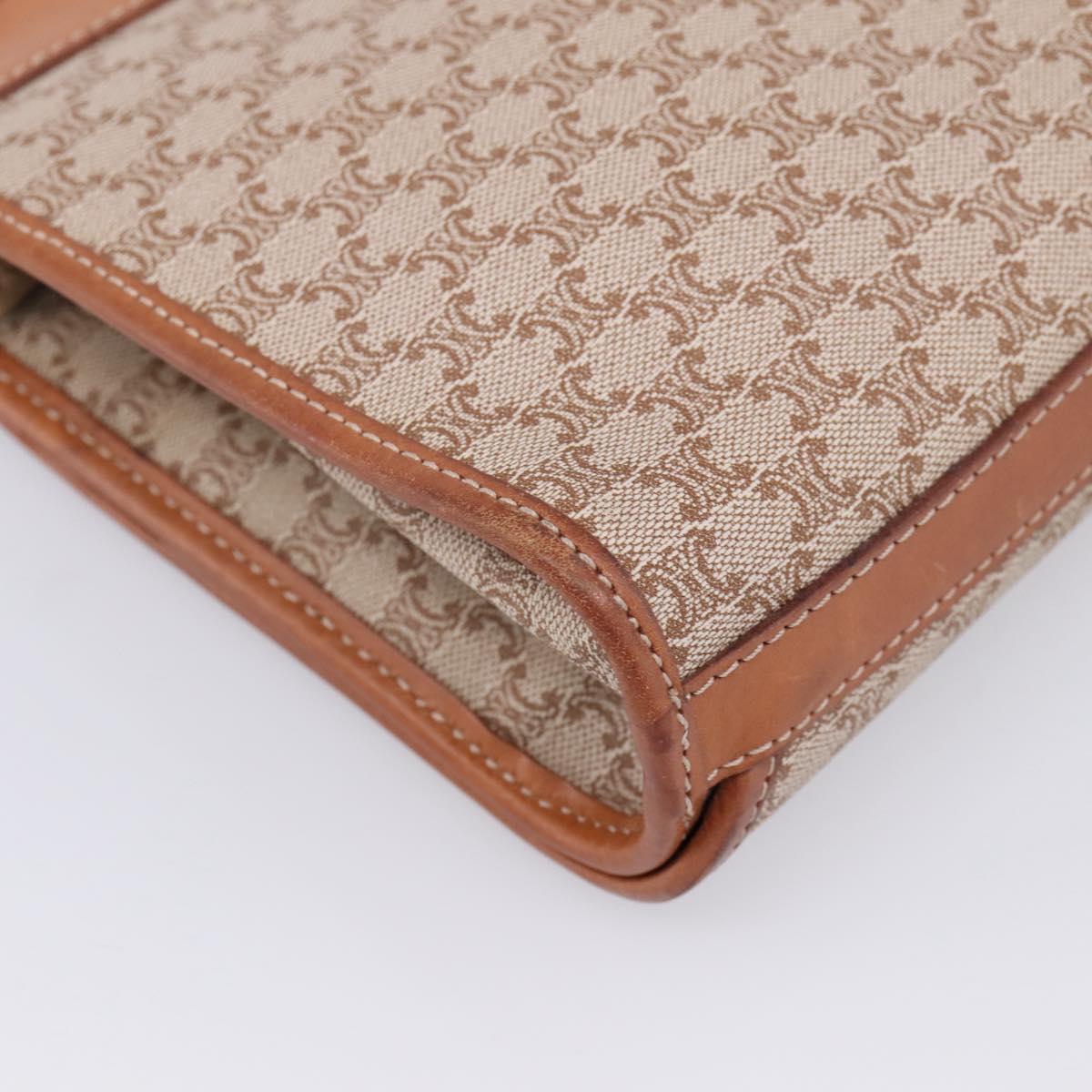 CELINE Macadam Canvas Clutch Bag PVC Beige Gold Auth ka6872