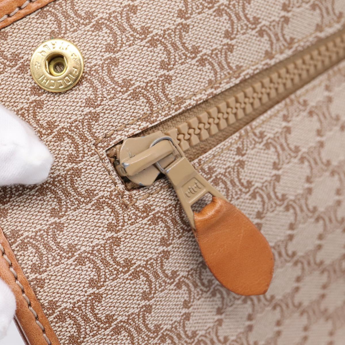 CELINE Macadam Canvas Clutch Bag PVC Beige Gold Auth ka6872