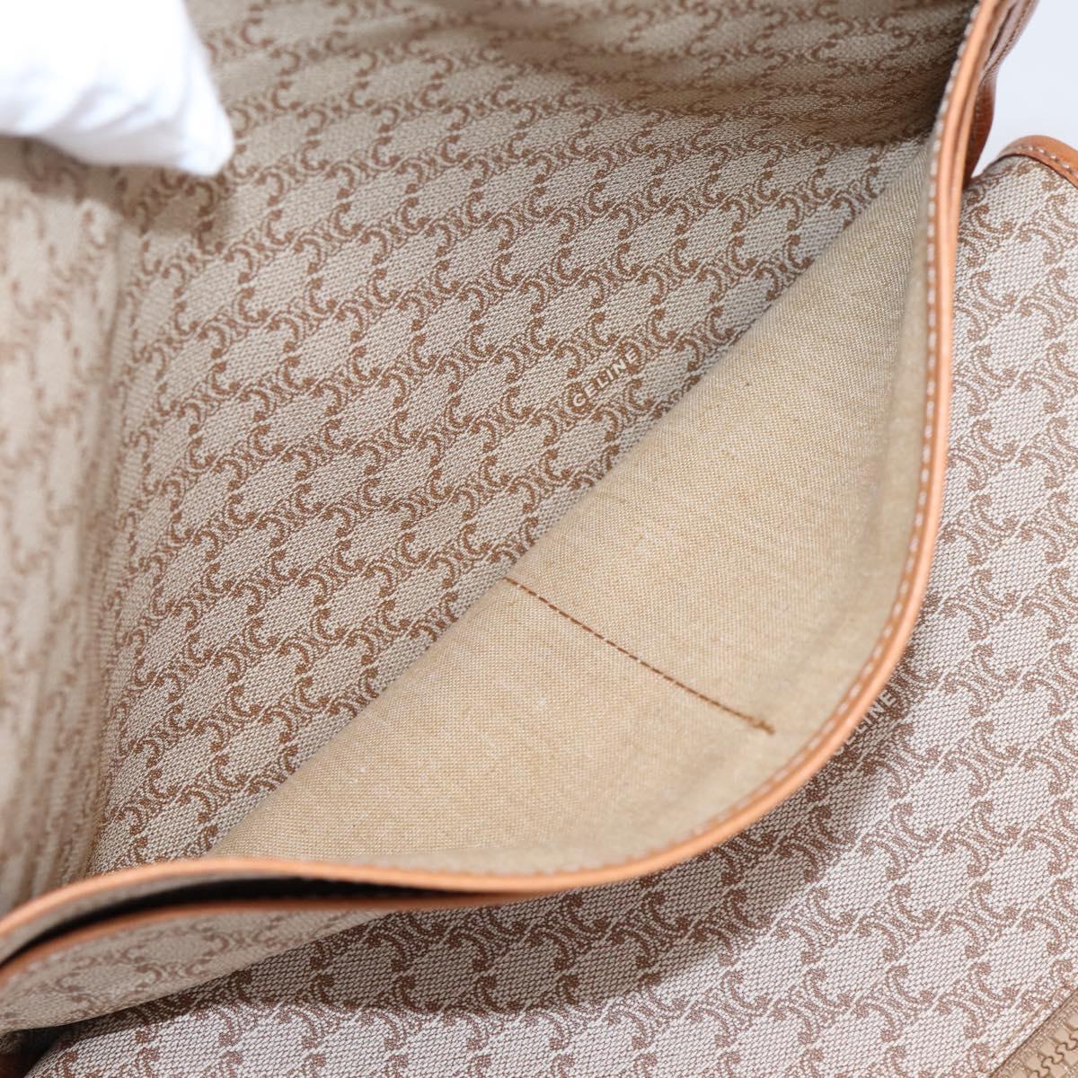 CELINE Macadam Canvas Clutch Bag PVC Beige Gold Auth ka6872