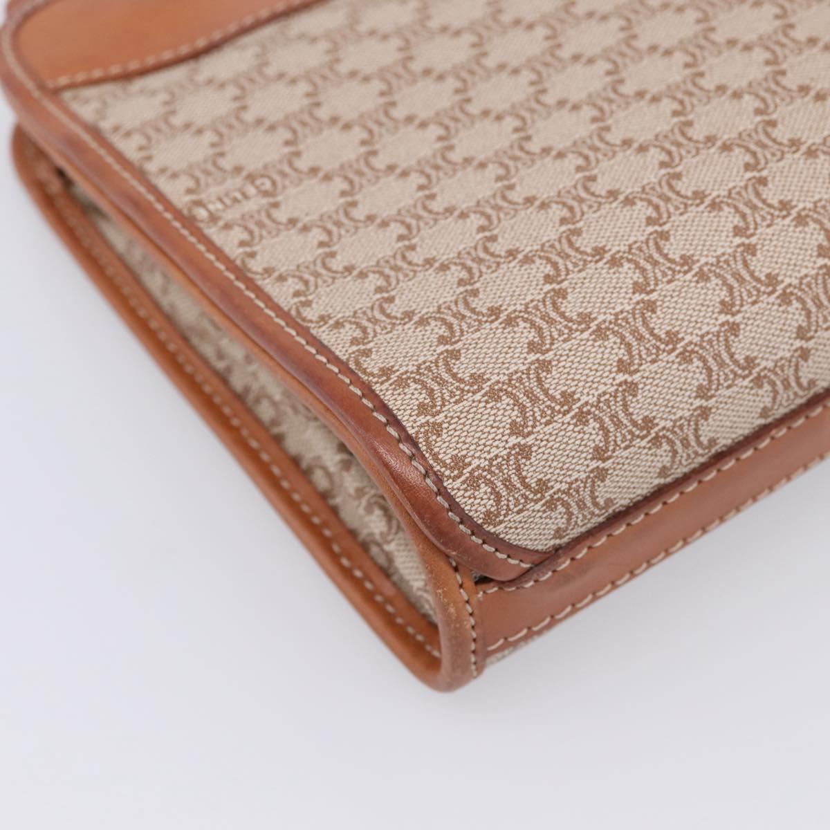 CELINE Macadam Canvas Clutch Bag PVC Beige Gold Auth ka6872