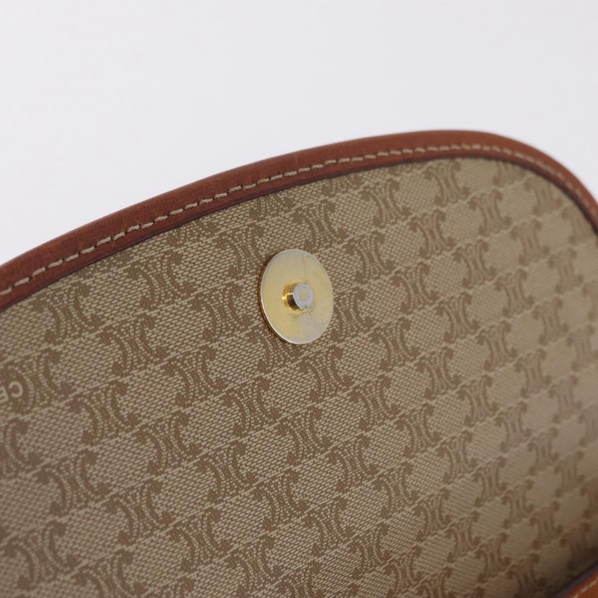 CELINE Macadam Canvas Shoulder Bag PVC Beige Gold Auth ka6873